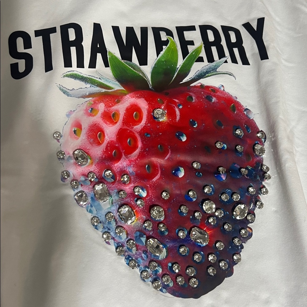 Glamour Women’s White Short Sleeve 'Strawberry' Graphic Tee - Picture 4 of 4